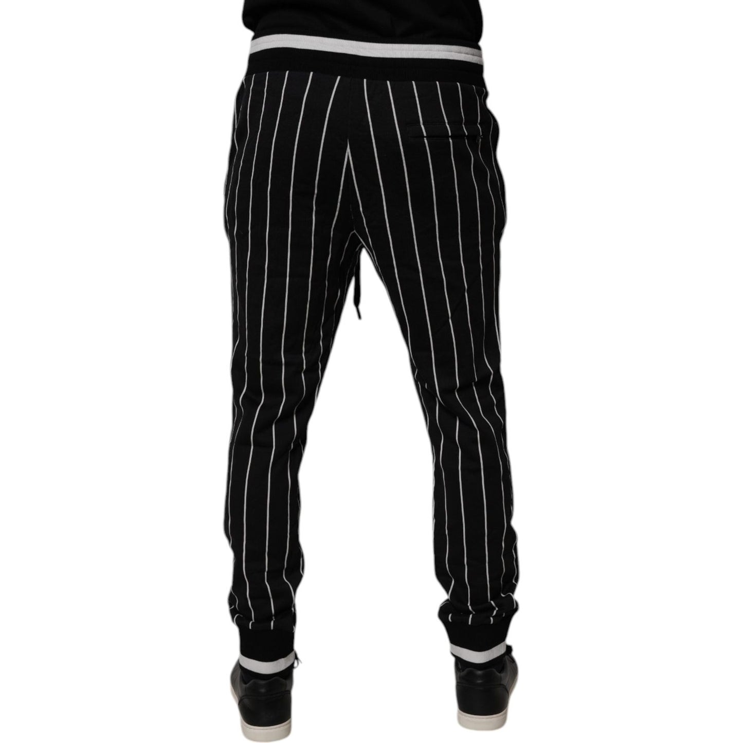 Dolce & Gabbana Black White Stripes Jogger Sweatpants Pants PAN75210-52