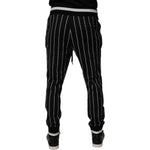 Dolce & Gabbana Black White Stripes Jogger Sweatpants Pants PAN75210-52
