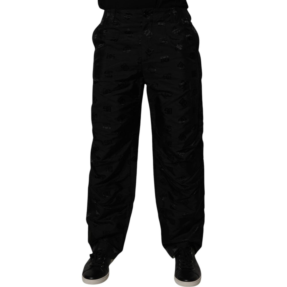 Dolce & Gabbana Black Logo Monogram Straight Pants PAN75213-48