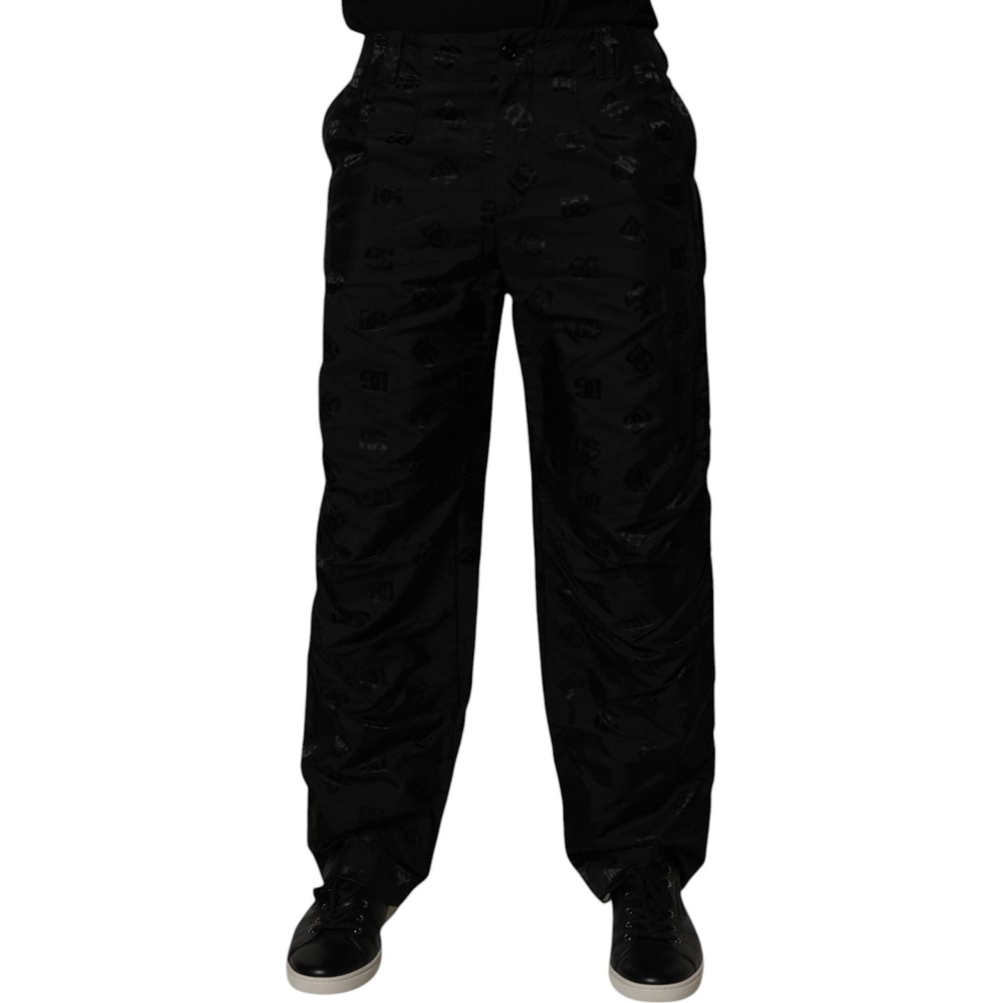 Dolce & Gabbana Black Logo Monogram Straight Pants PAN75213-48