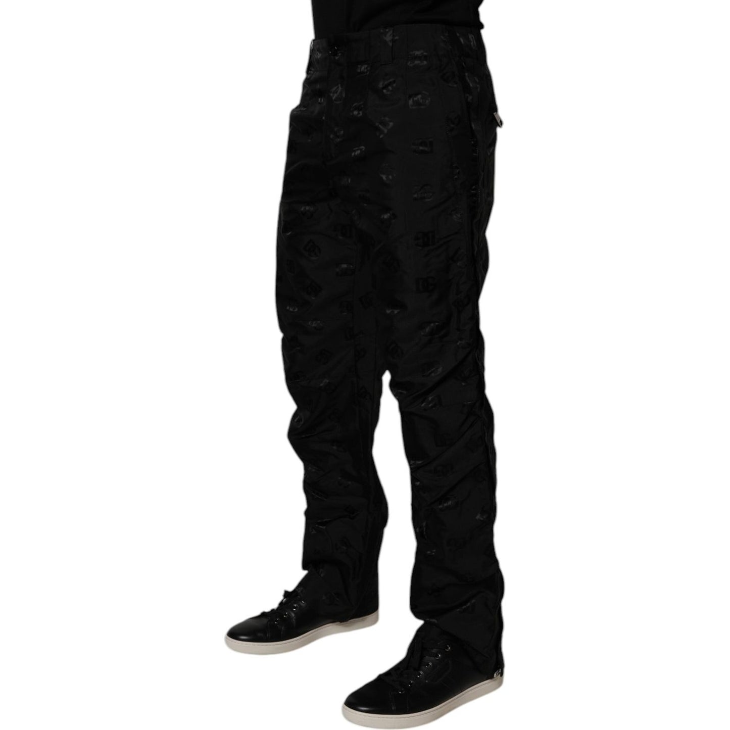 Dolce & Gabbana Black Logo Monogram Straight Pants PAN75213-48