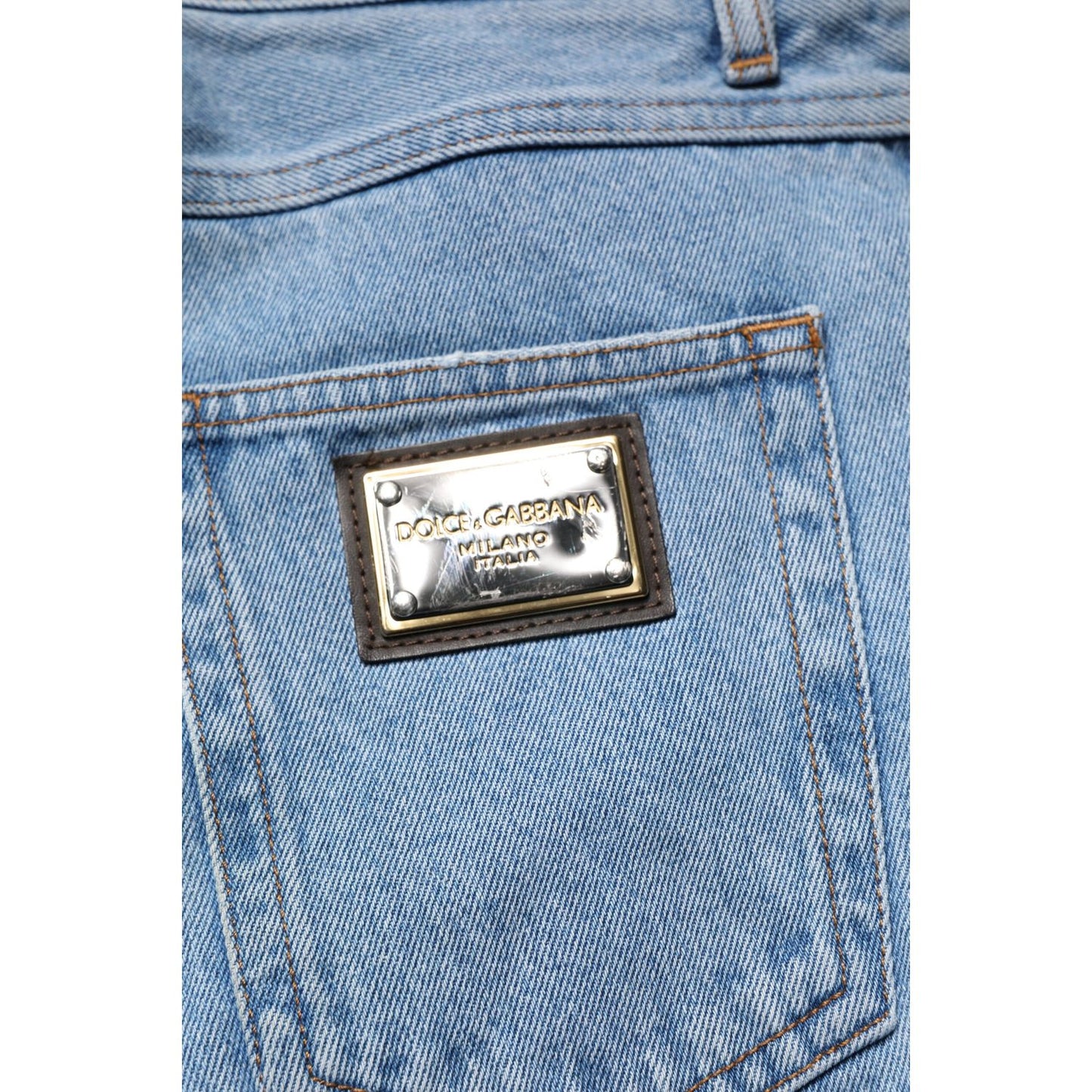 Dolce & Gabbana Blue Cotton Skinny Men Denim Mid Waist Jeans PAN75270-50
