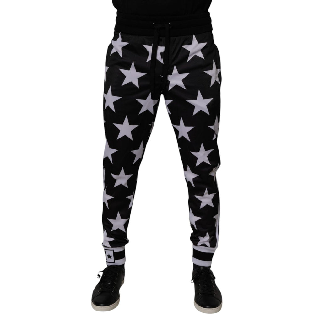 Dolce & Gabbana Black White Stars Jogger Men Sweatpants Pants PAN76010-46
