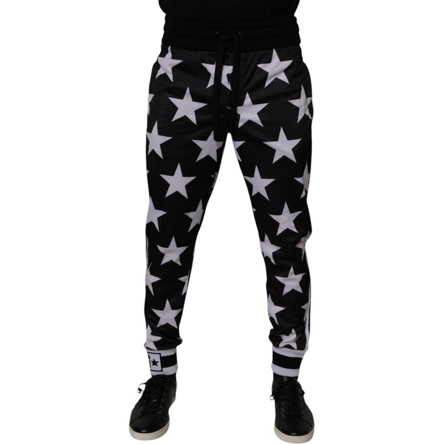 Dolce & Gabbana Black White Stars Jogger Men Sweatpants Pants PAN76010-46