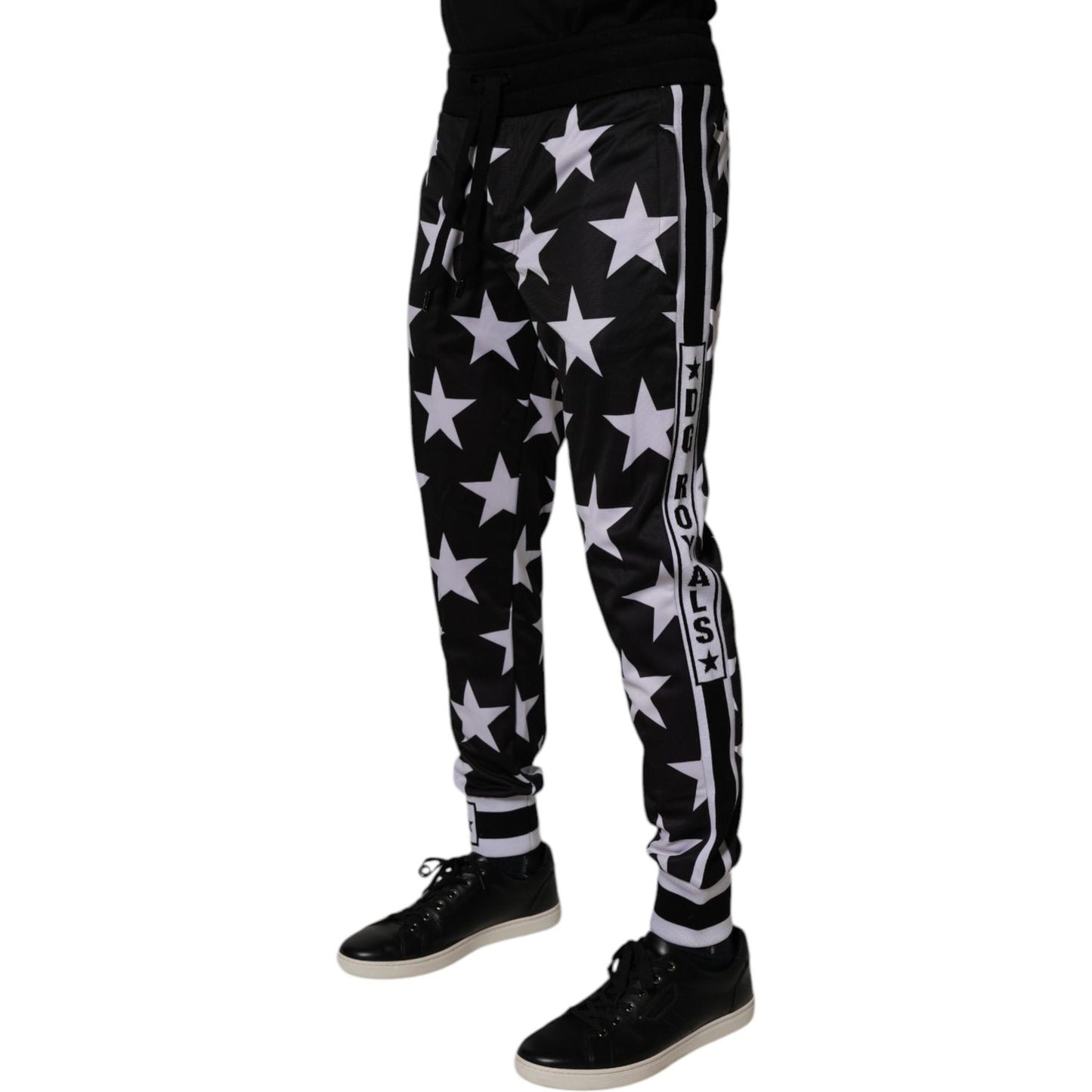 Dolce & Gabbana Black White Stars Jogger Men Sweatpants Pants PAN76010-46