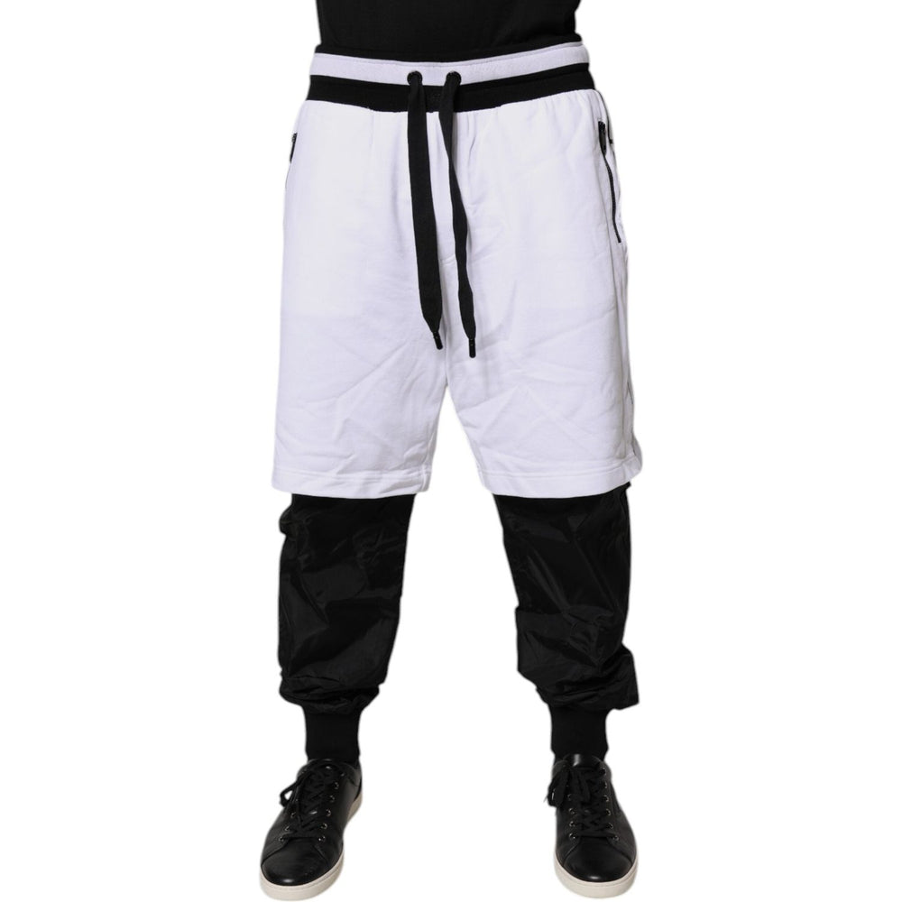 Dolce & Gabbana Black White Cotton Layered Sweatpants Pants PAN76046-50