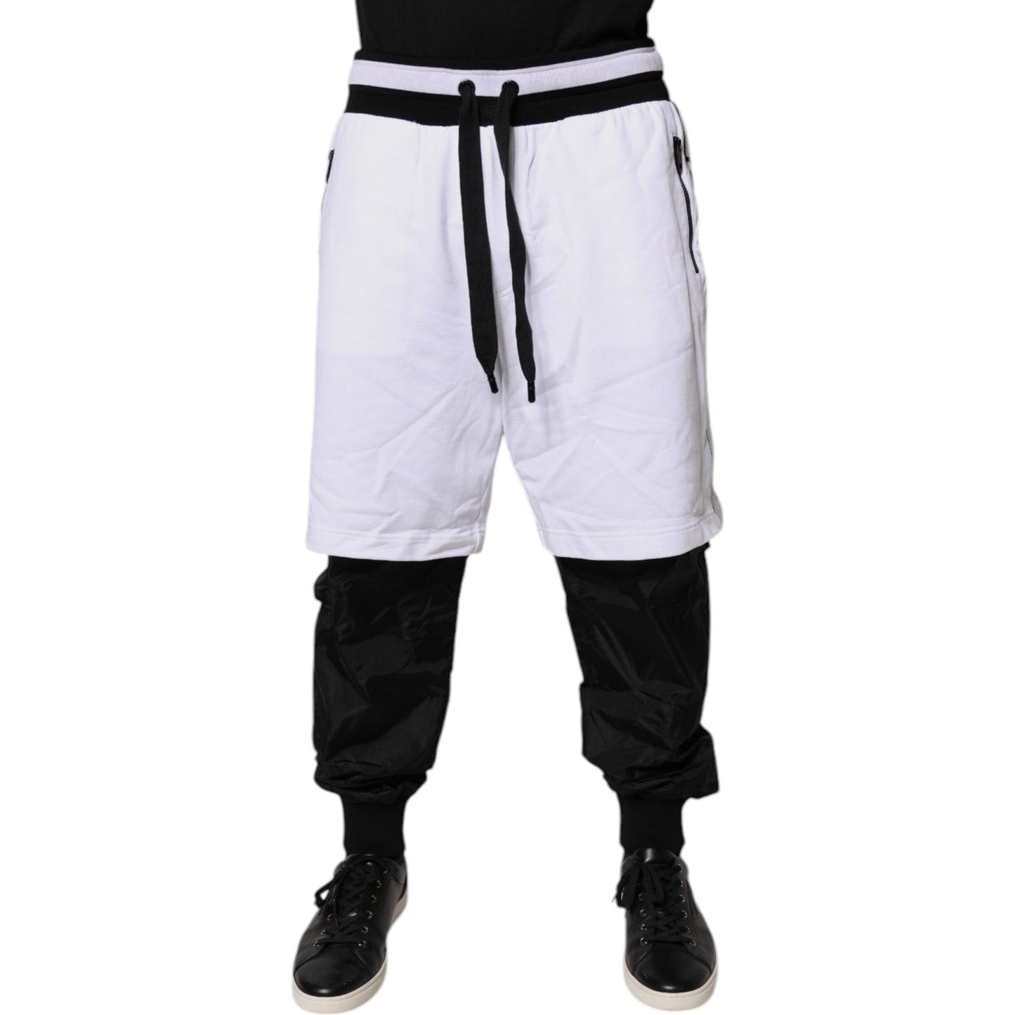 Dolce & Gabbana Black White Cotton Layered Sweatpants Pants PAN76046-50