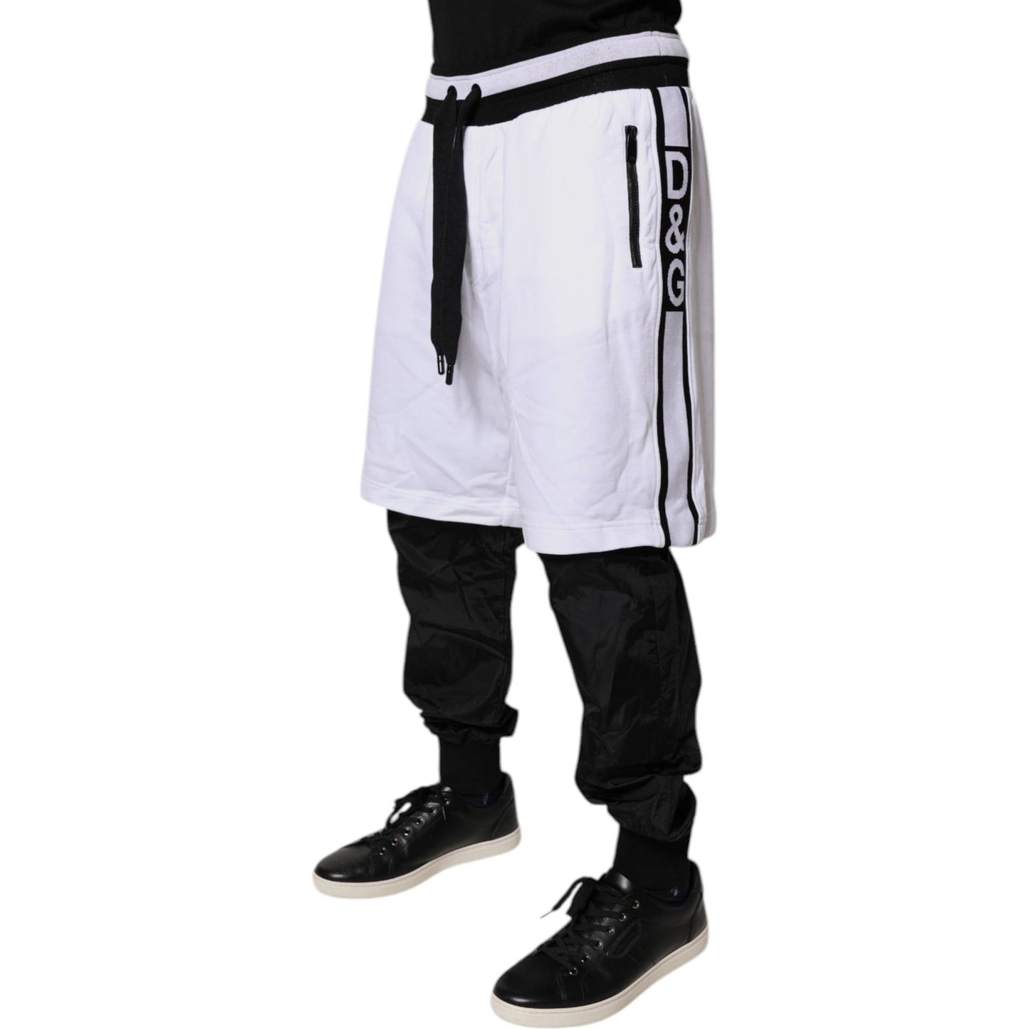 Dolce & Gabbana Black White Cotton Layered Sweatpants Pants PAN76046-50