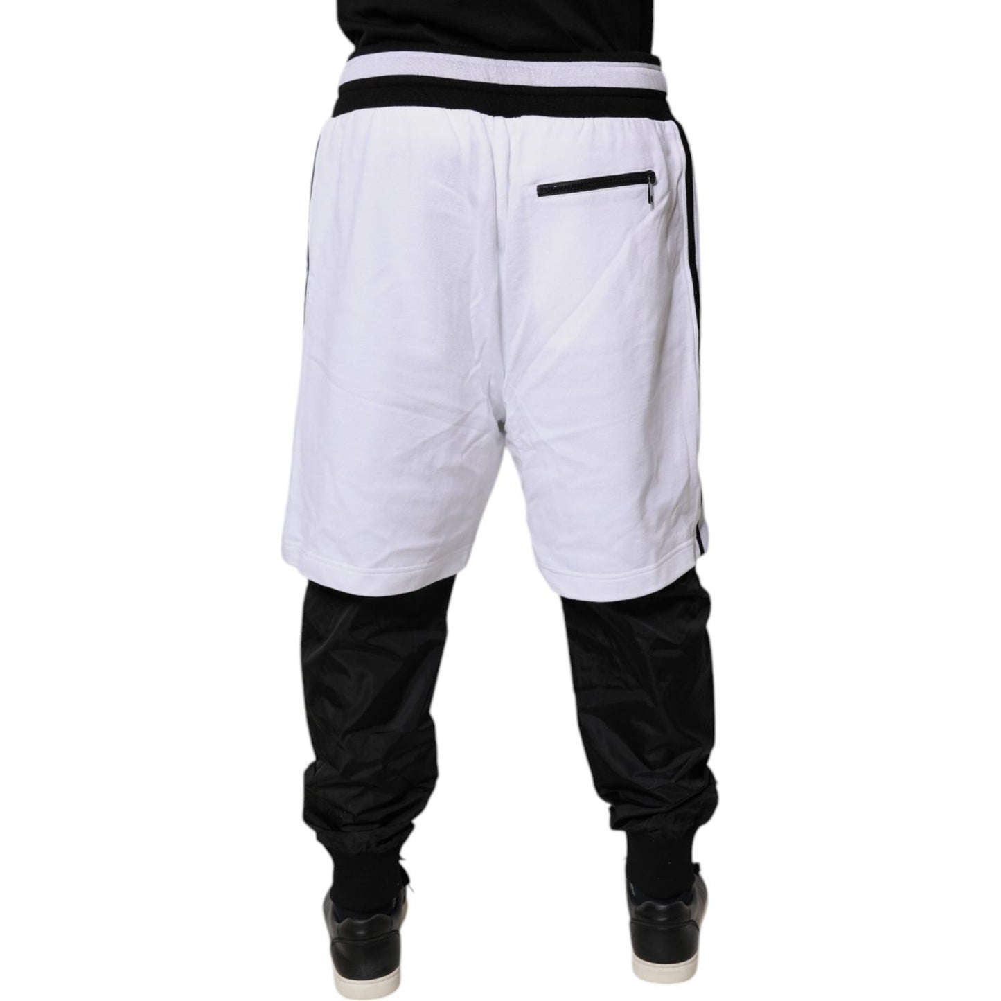 Dolce & Gabbana Black White Cotton Layered Sweatpants Pants PAN76046-50