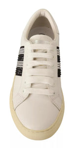 Marc Jacobs White Leather Crystal Embellished Sneakers Shoes LA9355-36