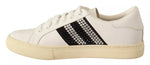 Marc Jacobs White Leather Crystal Embellished Sneakers Shoes LA9355-36