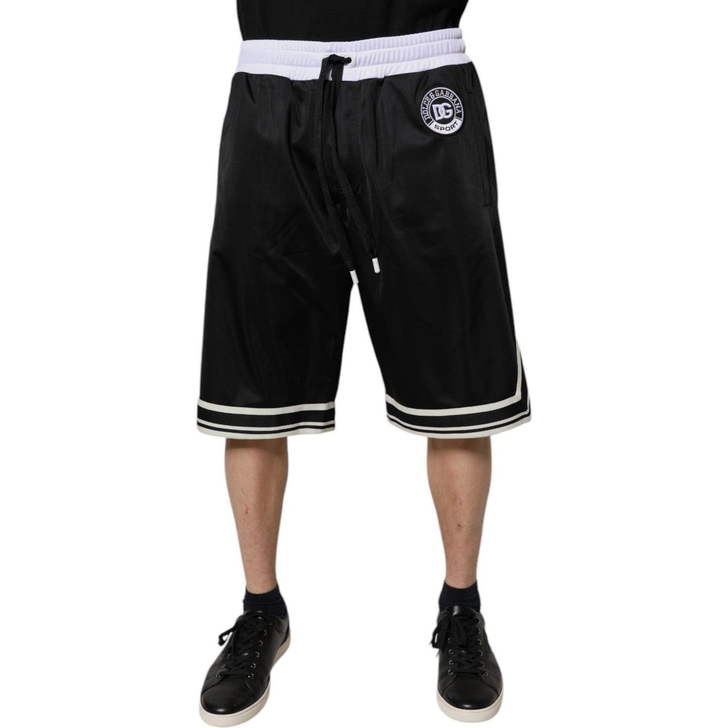 Dolce & Gabbana Black White Men Bermuda Sweatshorts Shorts PAN75728-44