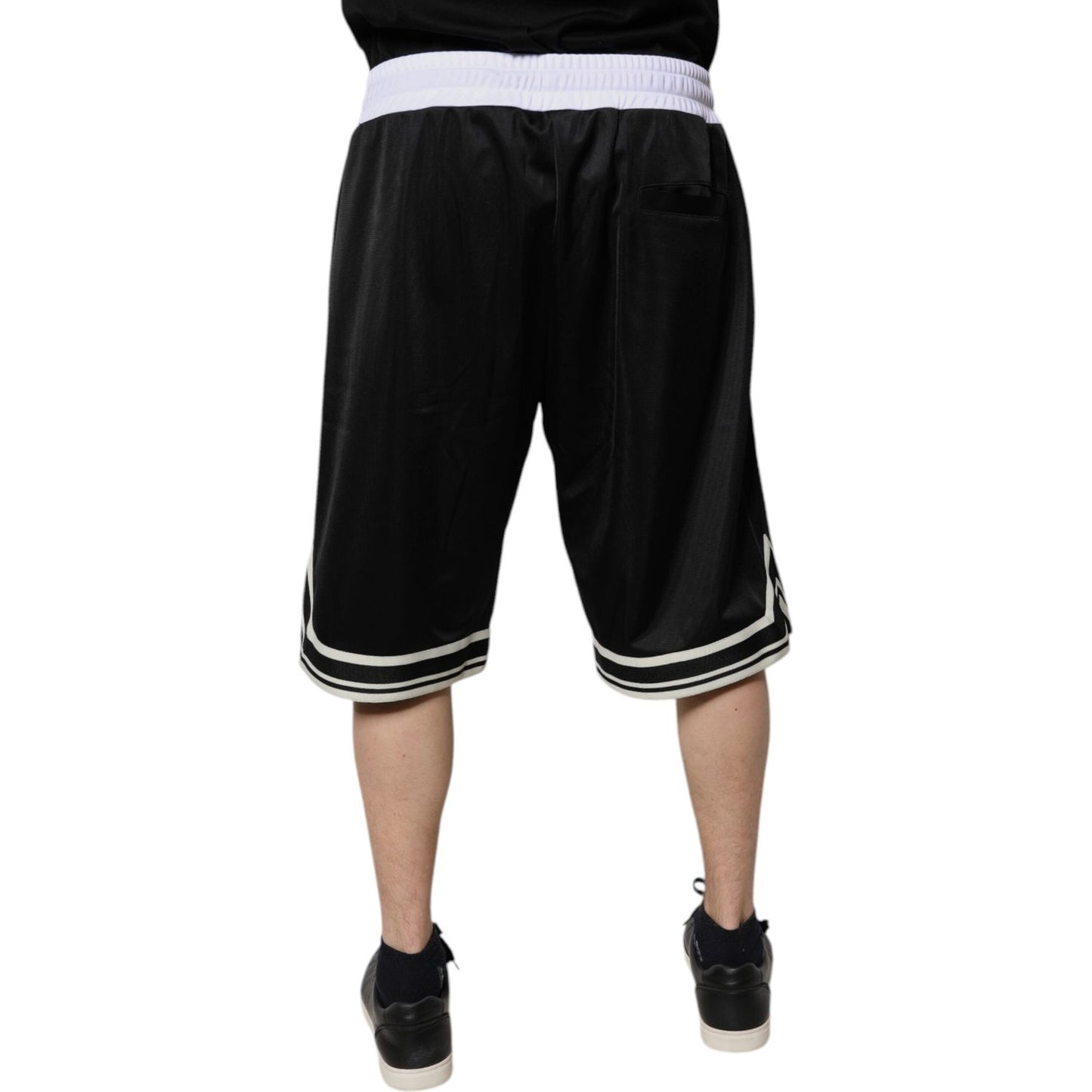 Dolce & Gabbana Black White Men Bermuda Sweatshorts Shorts PAN75728-44