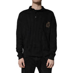 Dolce & Gabbana Black Heraldic Silk Buttoned Pullover Sweater 405693367669-48