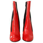 GCDS Red Leather Black Fabric Logo Heel Ankle Boots Shoes LA9411-37