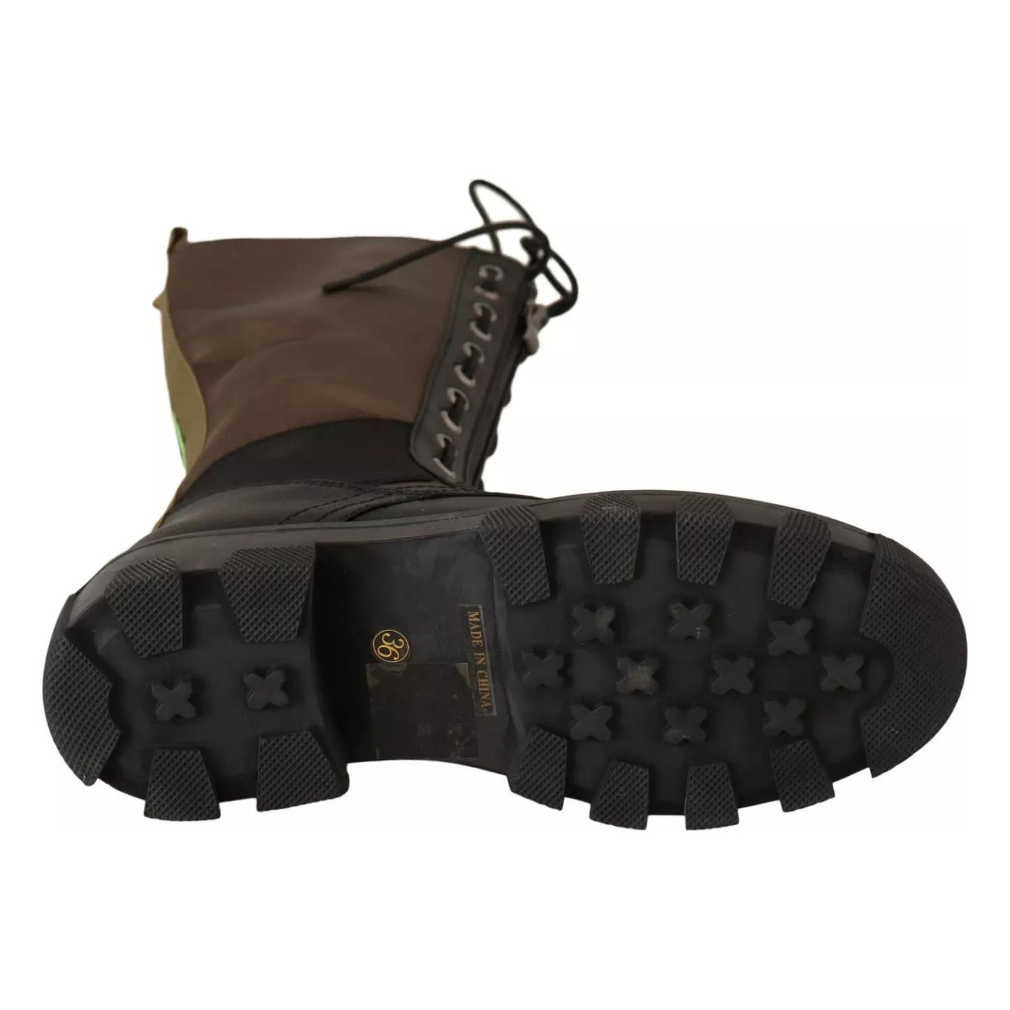 Gaelle Black Green High Combat Boots Lace Up Military Shoes LA9471-36