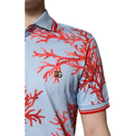 Dolce & Gabbana Light Blue Coral Cotton Polo Shirt T-shirt TSH70100-50