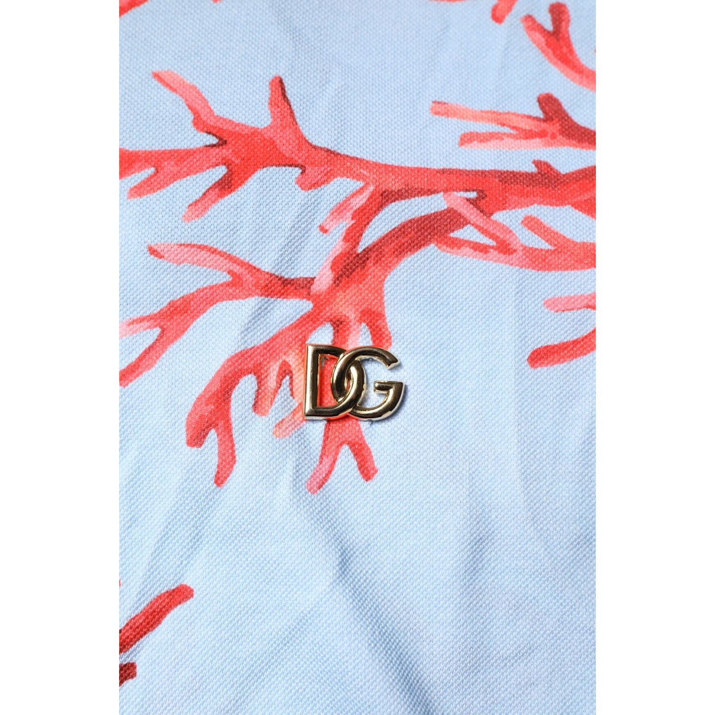 Dolce & Gabbana Light Blue Coral Cotton Polo Shirt T-shirt TSH70100-50