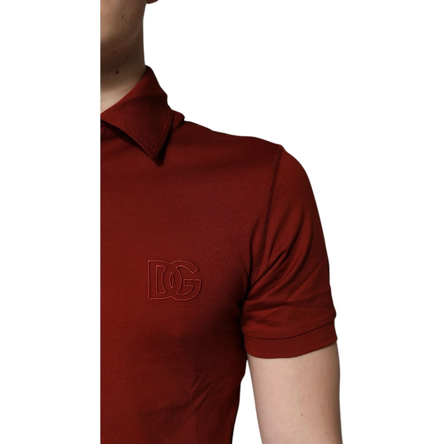 Dolce & Gabbana Red Cotton DG Logo Collared Men Polo T-shirt TSH90013-44