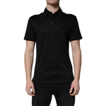 Dolce & Gabbana Black Polyester DG Logo Collared Polo T-shirt TSH90028-44