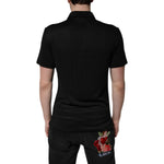 Dolce & Gabbana Black Polyester DG Logo Collared Polo T-shirt TSH90028-44