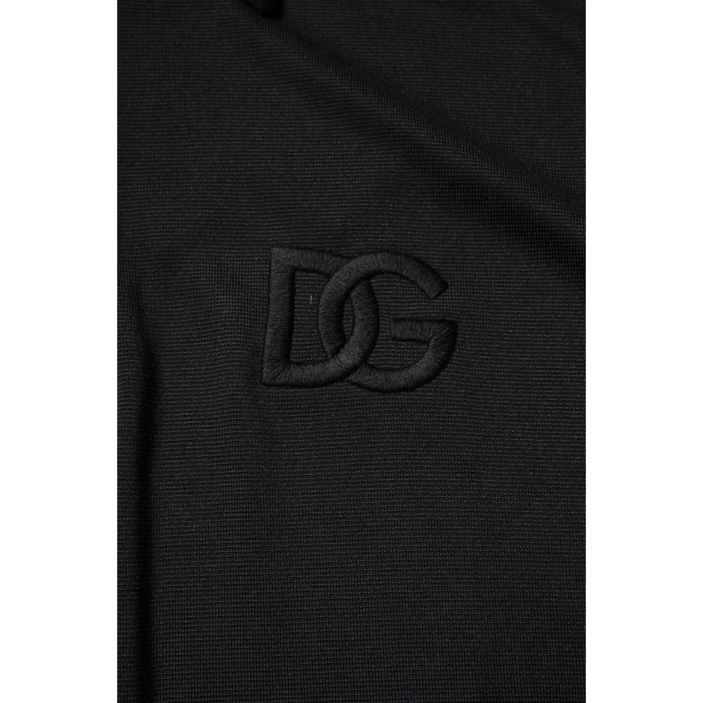 Dolce & Gabbana Black Polyester DG Logo Collared Polo T-shirt TSH90028-44