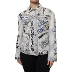 Dolce & Gabbana Light Blue Graffiti Button Down Denim Jacket JKT41298-40