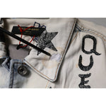 Dolce & Gabbana Light Blue Graffiti Button Down Denim Jacket JKT41298-40