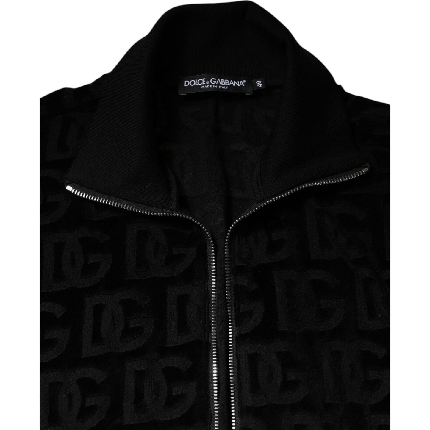 Dolce & Gabbana Black Logo Monogram Full Zip Bomber Jacket JKT41301-40