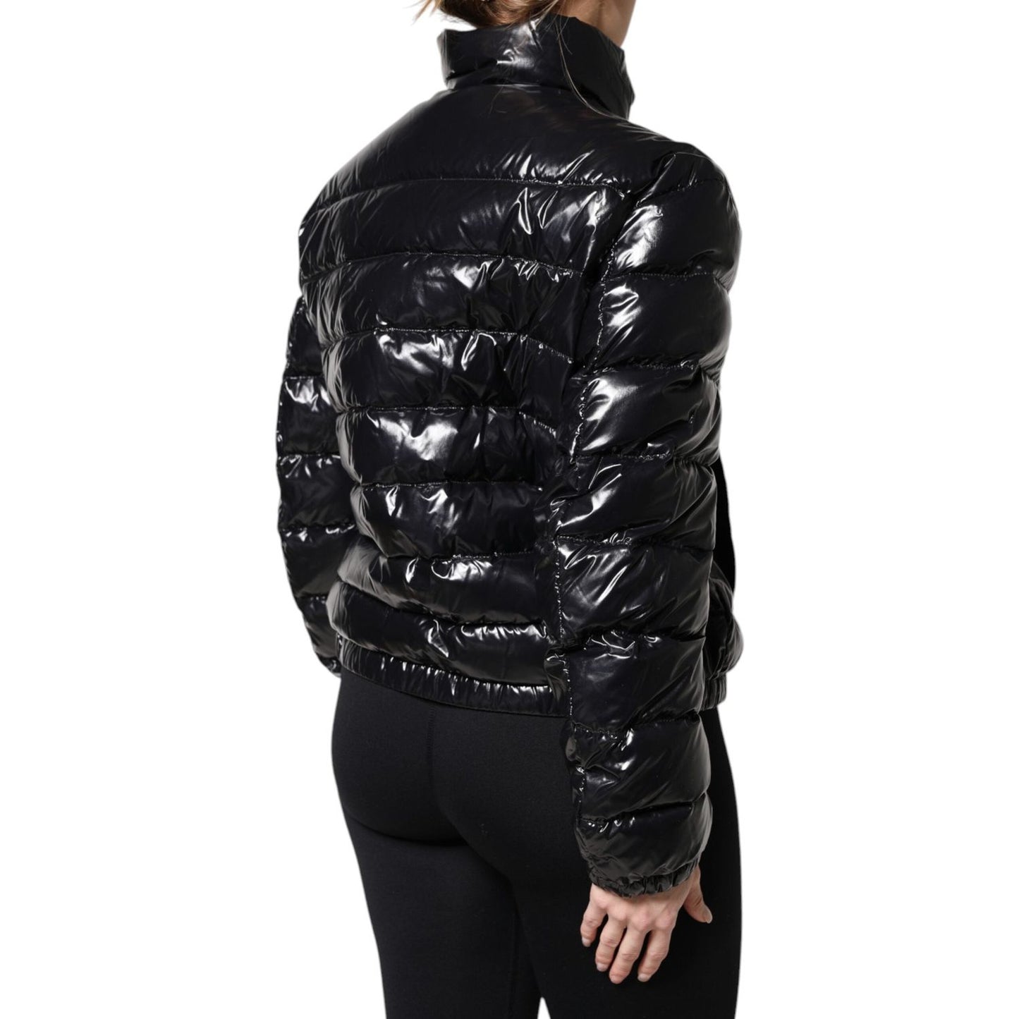 Dolce & Gabbana Black Logo Plaque Full Zip Puffer Jacket JKT41376-42