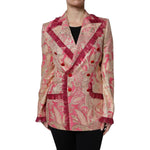 Dolce & Gabbana Pink Gold Jacquard Nylon Coat Blazer Jacket JKT41385-36