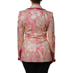 Dolce & Gabbana Pink Gold Jacquard Nylon Coat Blazer Jacket JKT41385-36