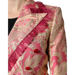 Dolce & Gabbana Pink Gold Jacquard Nylon Coat Blazer Jacket JKT41385-36