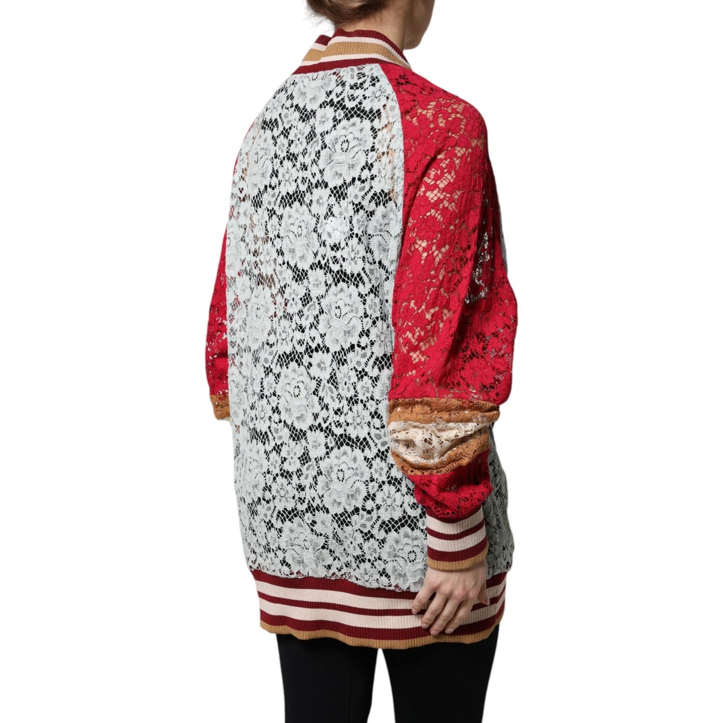 Dolce & Gabbana Multicolor Floral Lace Cardigan Sweater JKT41389-36
