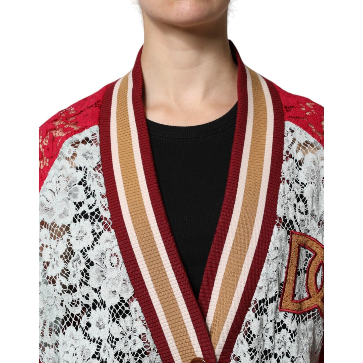 Dolce & Gabbana Multicolor Floral Lace Cardigan Sweater JKT41389-36