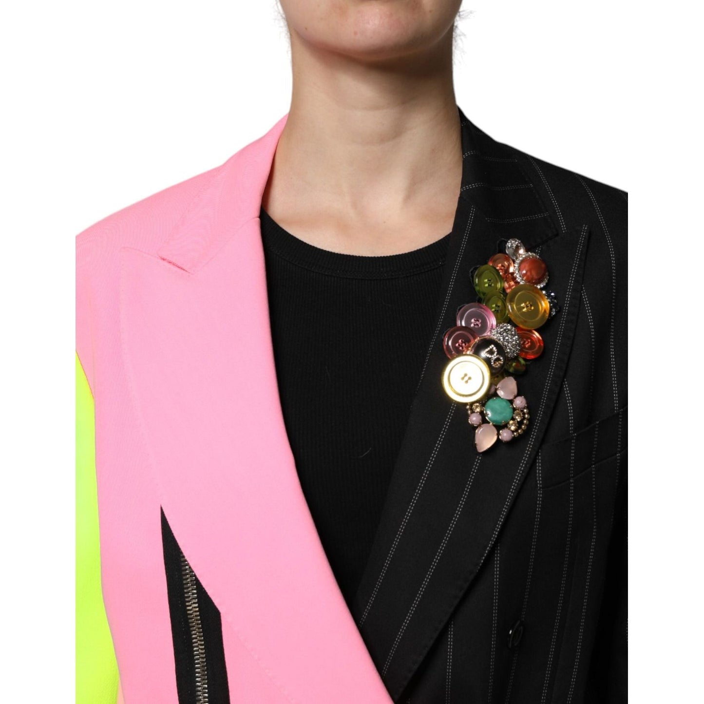 Dolce & Gabbana Multicolor Patchwork Embellished Coat Jacket JKT41390-36