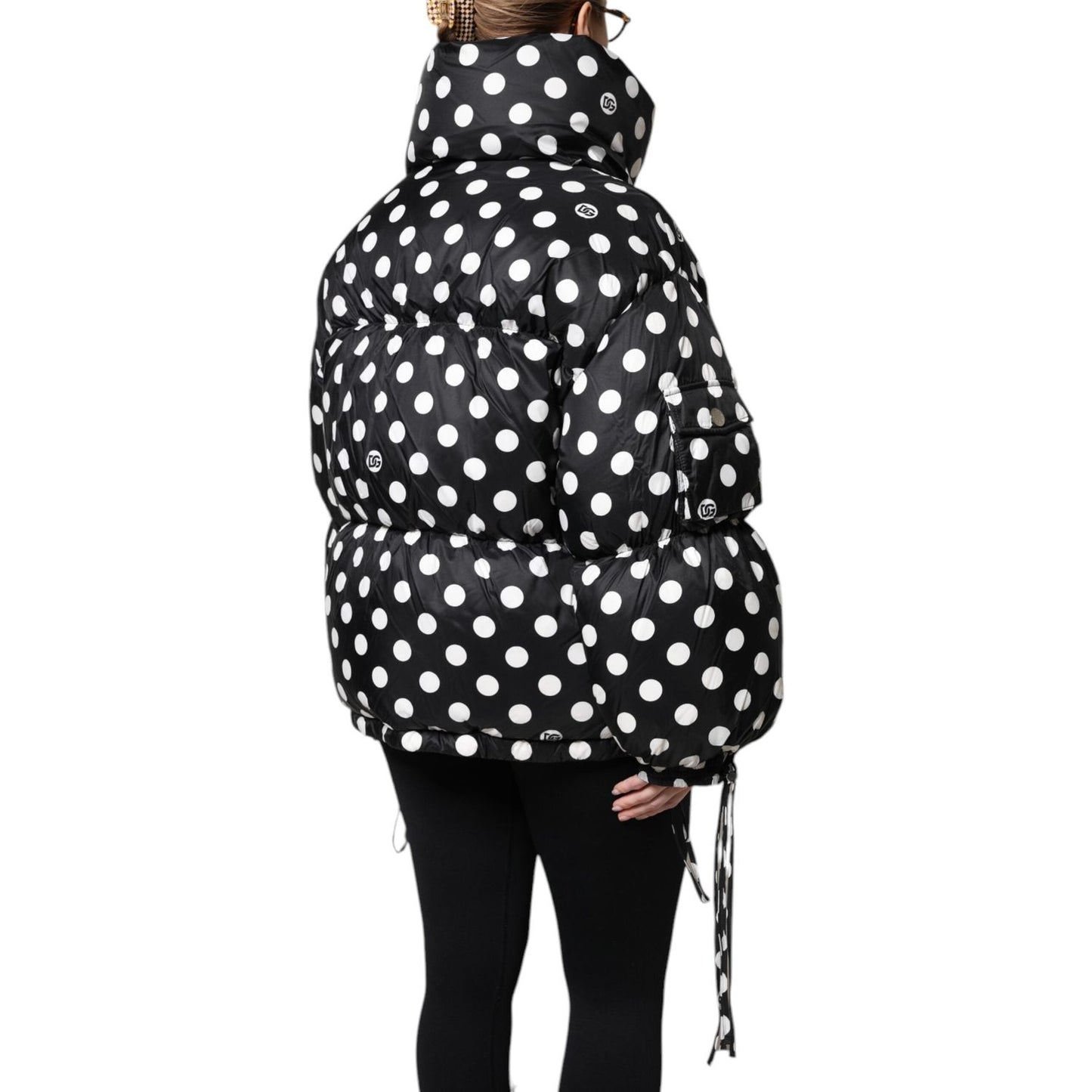 Dolce & Gabbana Black White Polka Dot Full Zip Puffer Jacket JKT41391-36