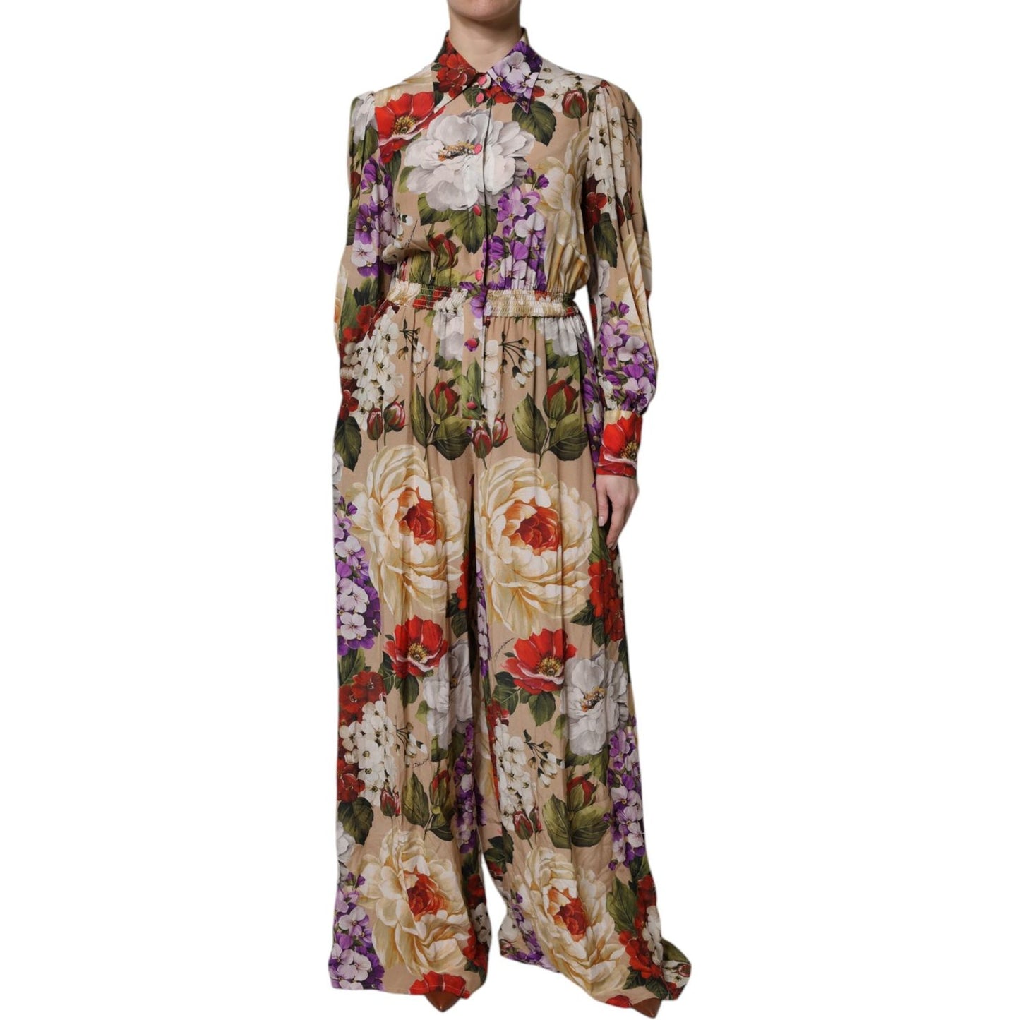 Dolce & Gabbana Multicolor Floral Wide Leg Jumpsuit Dress DR81637-38