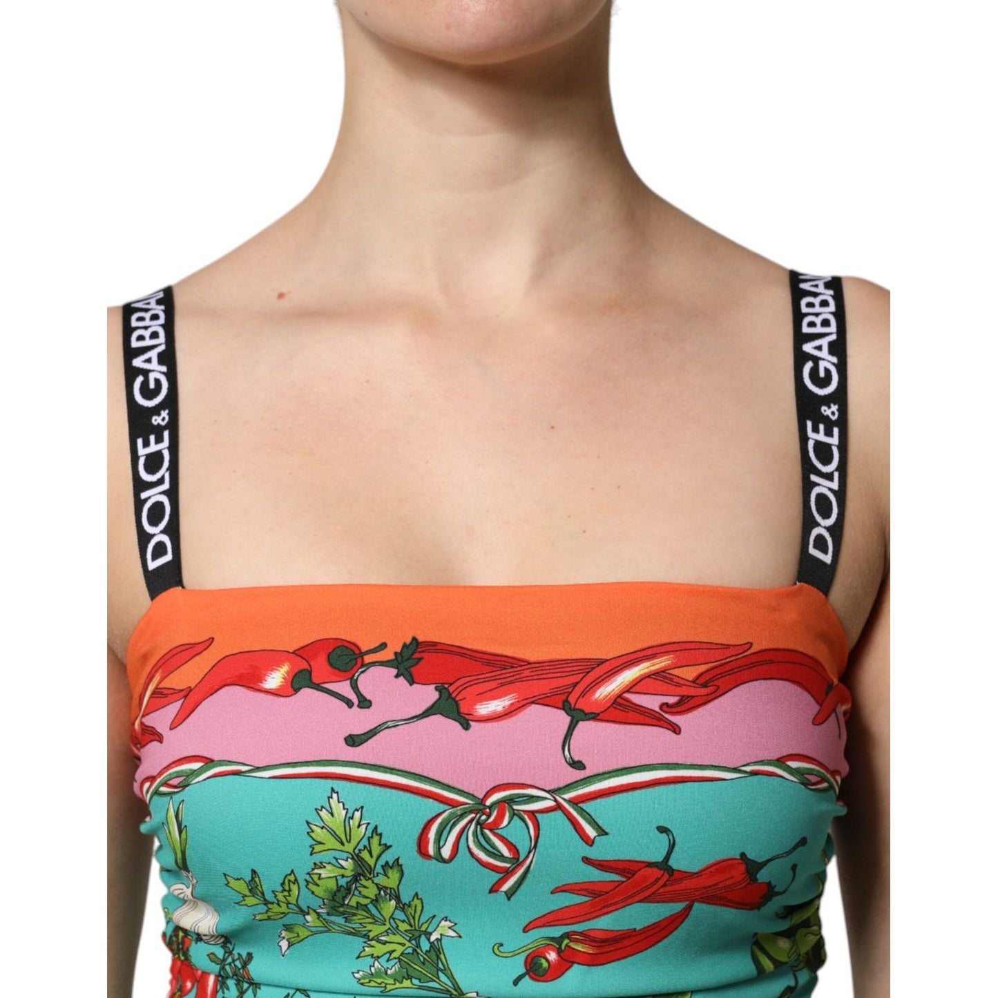 Dolce & Gabbana Multicolor Printed Silk Sleeveless Midi Dress DR81650-38