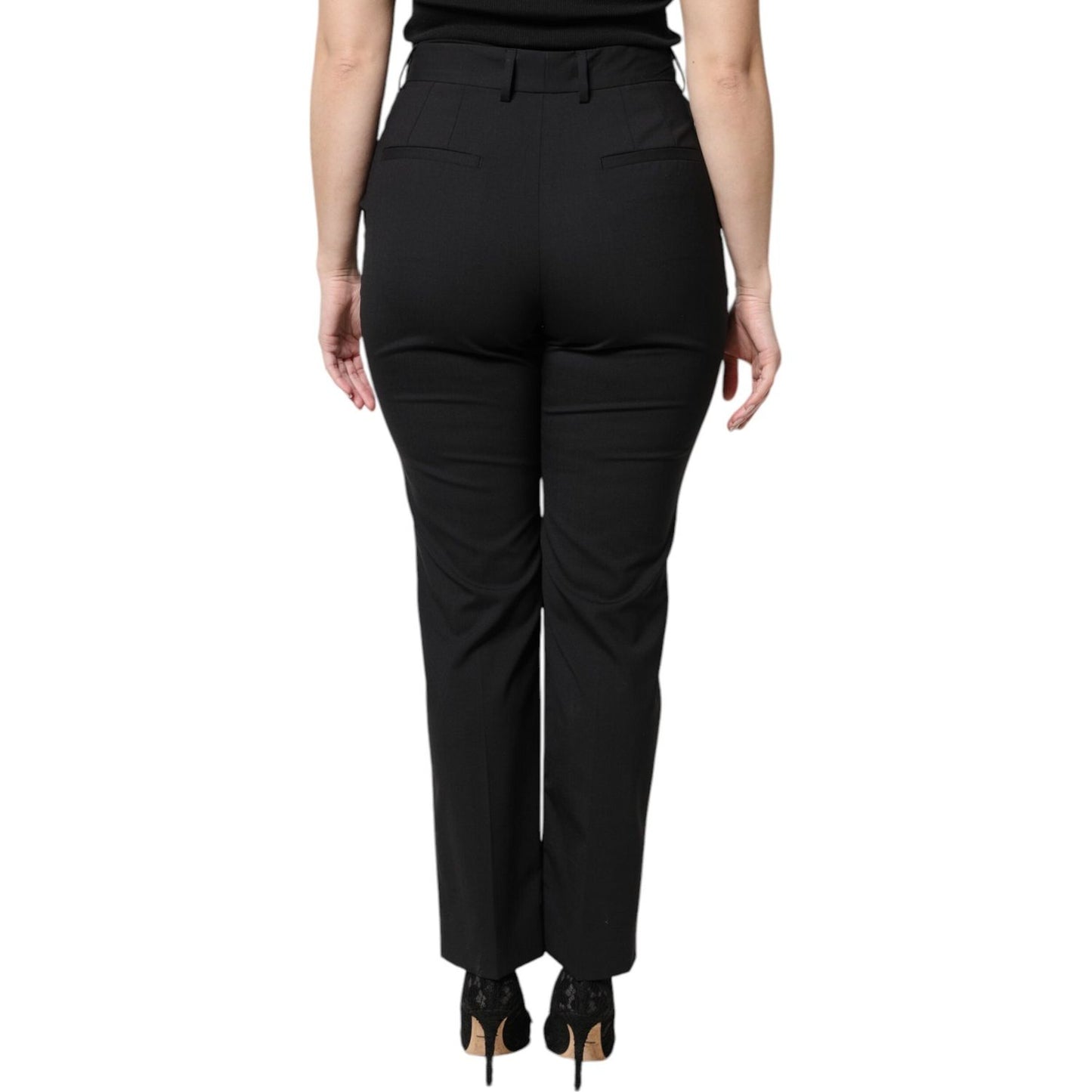 Dolce & Gabbana Black Polyester High Waist Dress Pants PAN75971-44