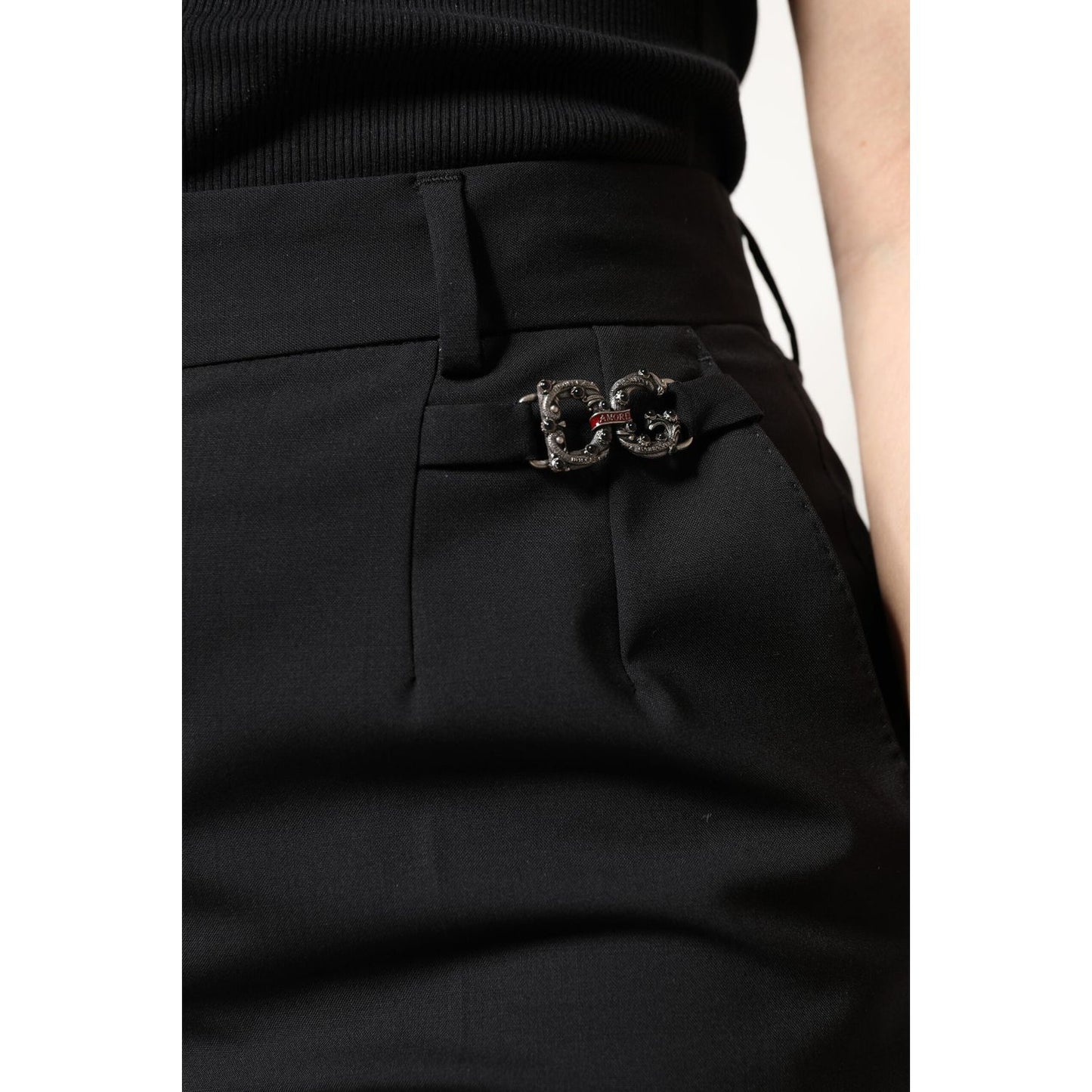 Dolce & Gabbana Black Polyester High Waist Dress Pants PAN75971-44