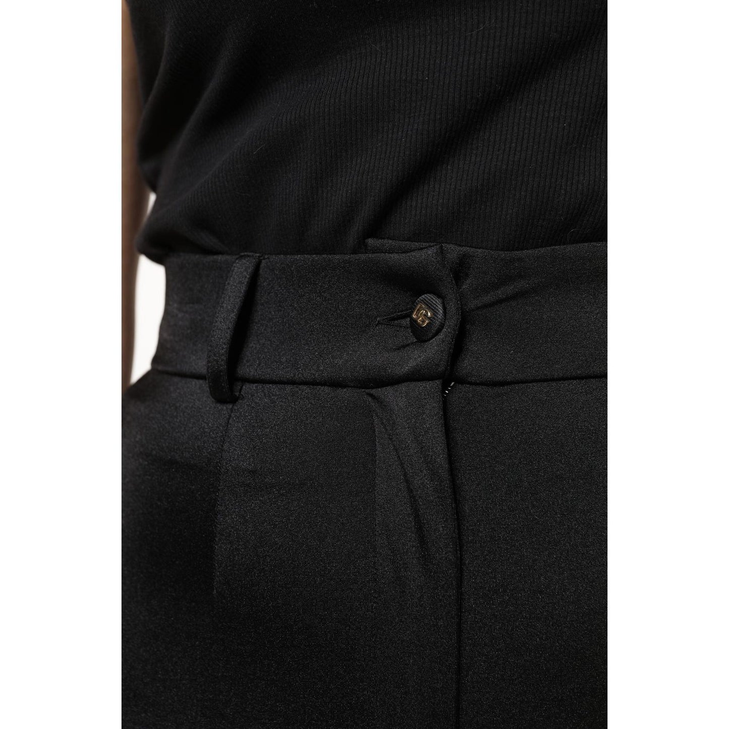 Dolce & Gabbana Black Nylon High Waist Slim Fit Pants PAN76138-38