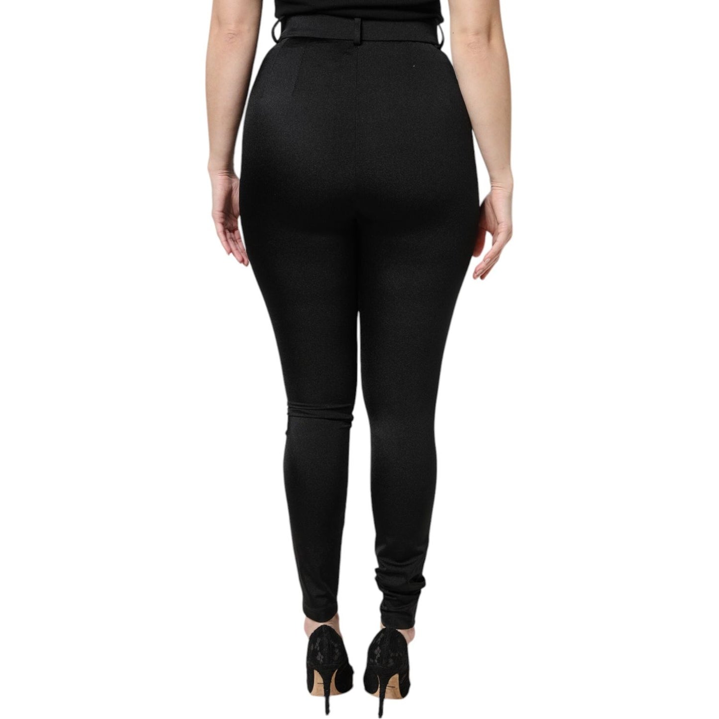 Dolce & Gabbana Black Nylon High Waist Slim Fit Pants PAN76140-46