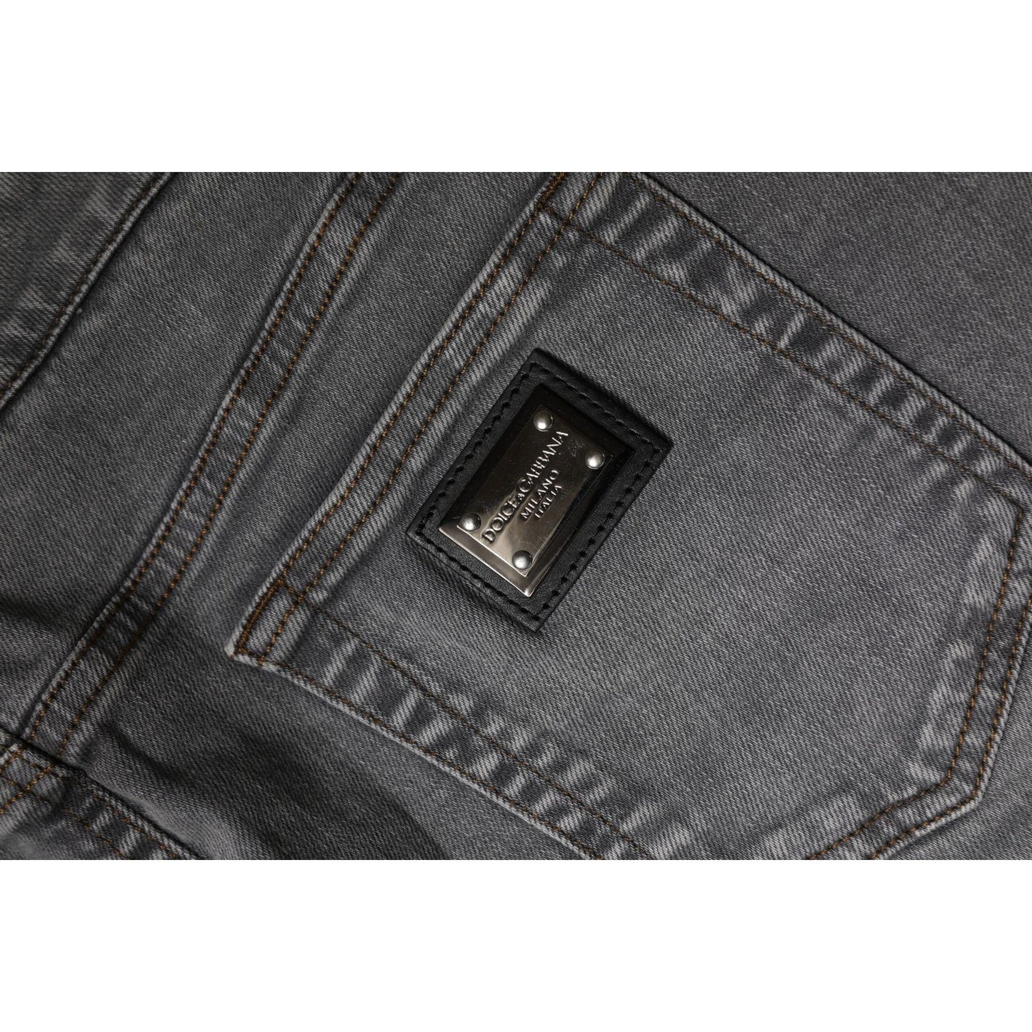 Dolce & Gabbana Gray Cotton Stretch Mid Waist Denim Mini Skirt SKI2073-42