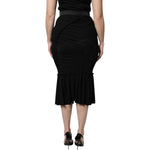 Dolce & Gabbana Black Mermaid Cut High Waist Midi Skirt SKI2077-36