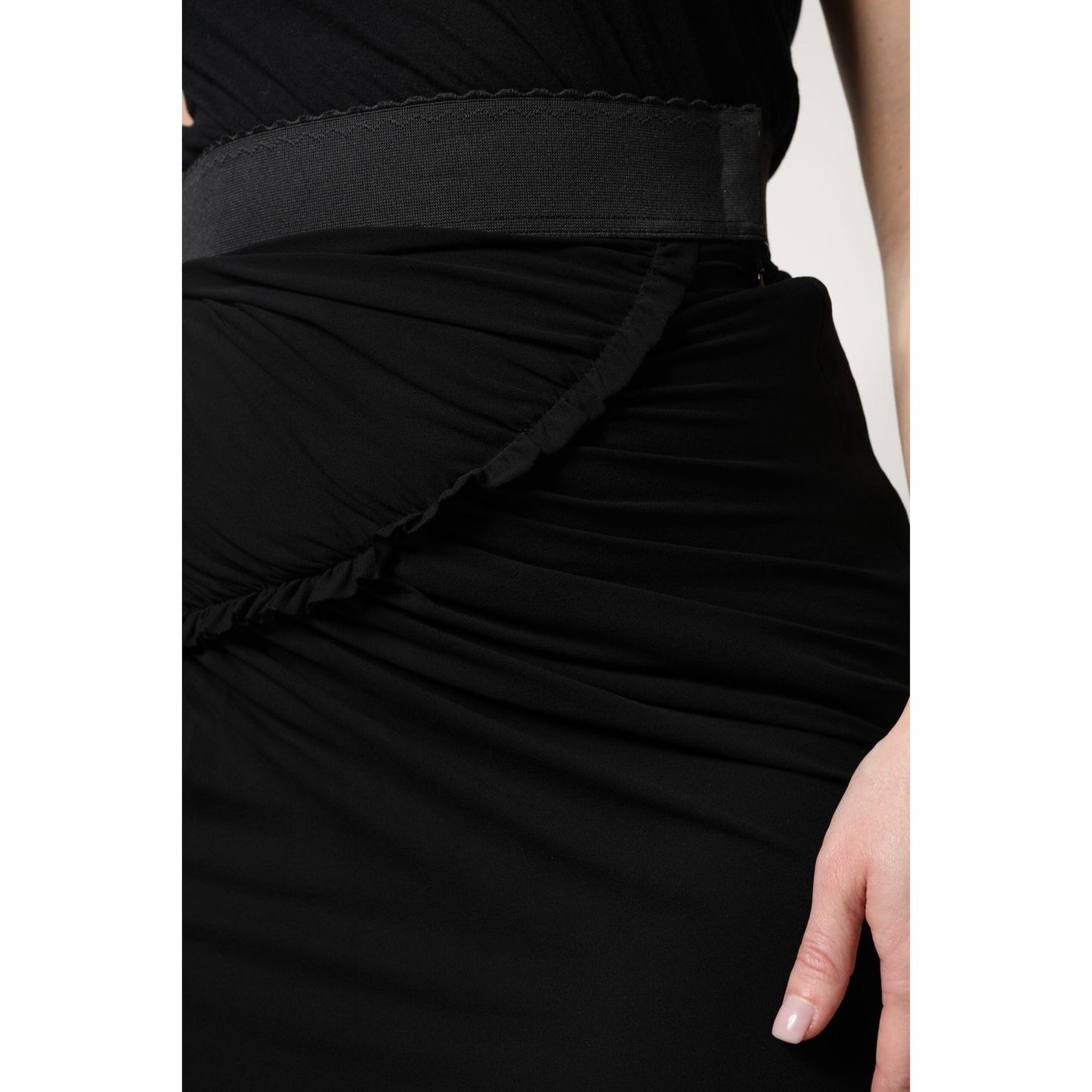 Dolce & Gabbana Black Mermaid Cut High Waist Midi Skirt SKI2077-36