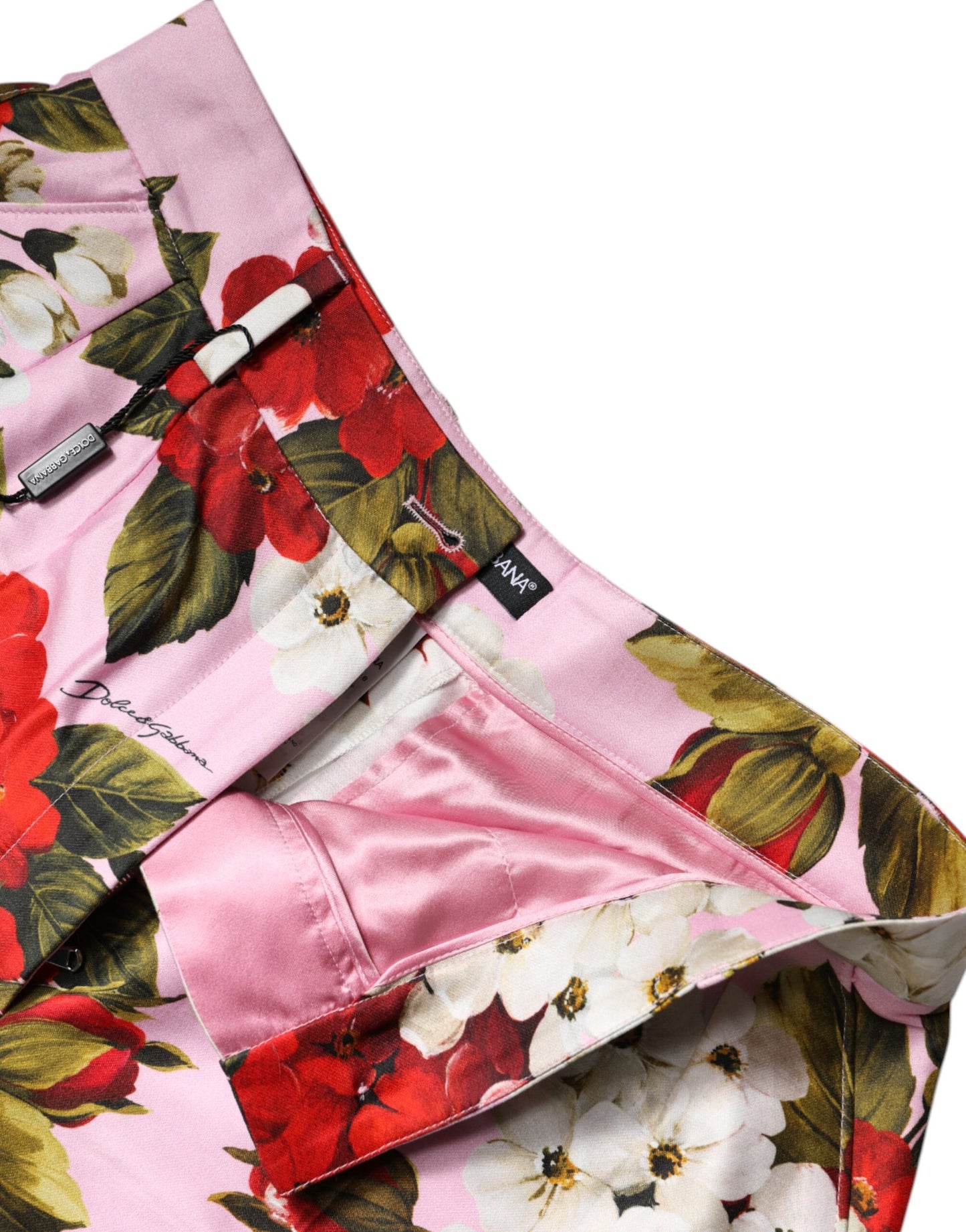 Dolce & Gabbana Pink Floral Print High Waist Hotpants Short Dolce & Gabbana Thistle