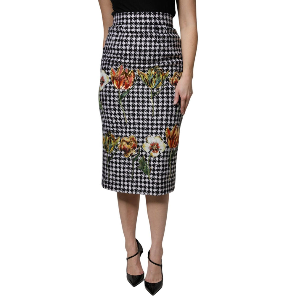 Dolce & Gabbana Multicolor Floral Print High Waist Pencil Cut Skirt SKI2084-36