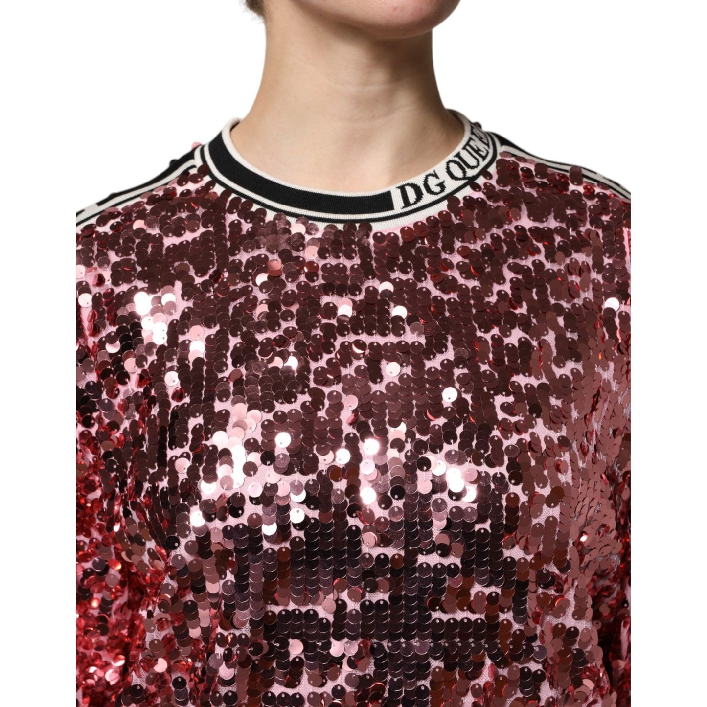 Dolce & Gabbana Pink DG Queen Sequin Pullover Sweater TSH90083-36