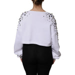 Dolce & Gabbana White Embellished Long Sleeve Cropped Sweater TSH90103-40